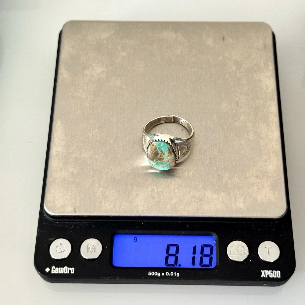 Navajo Turquoise Mens Ring Royston Sz 9 Annie Lincoln Sterling Handmade Band
